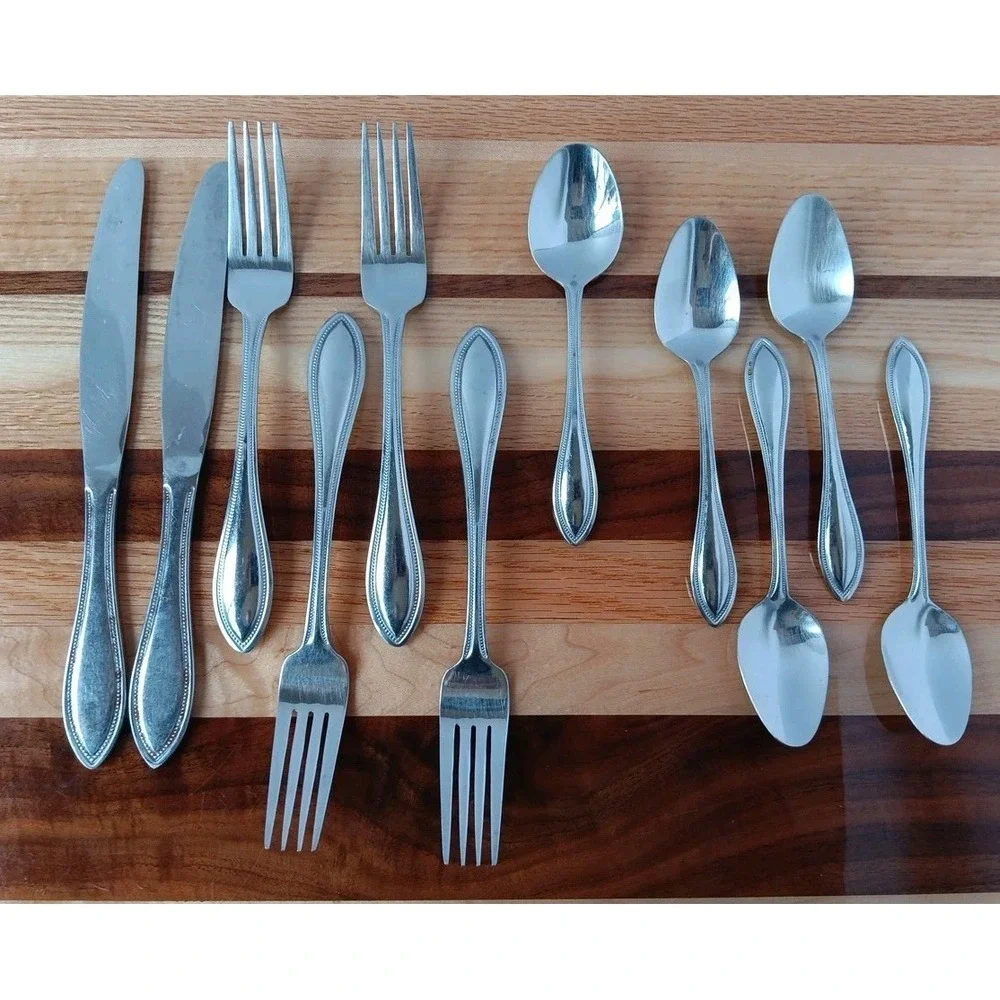 11pc Towle TUSCAN BEAD Stainless Steel Flatware Spoons Forks Knives‎ LOT